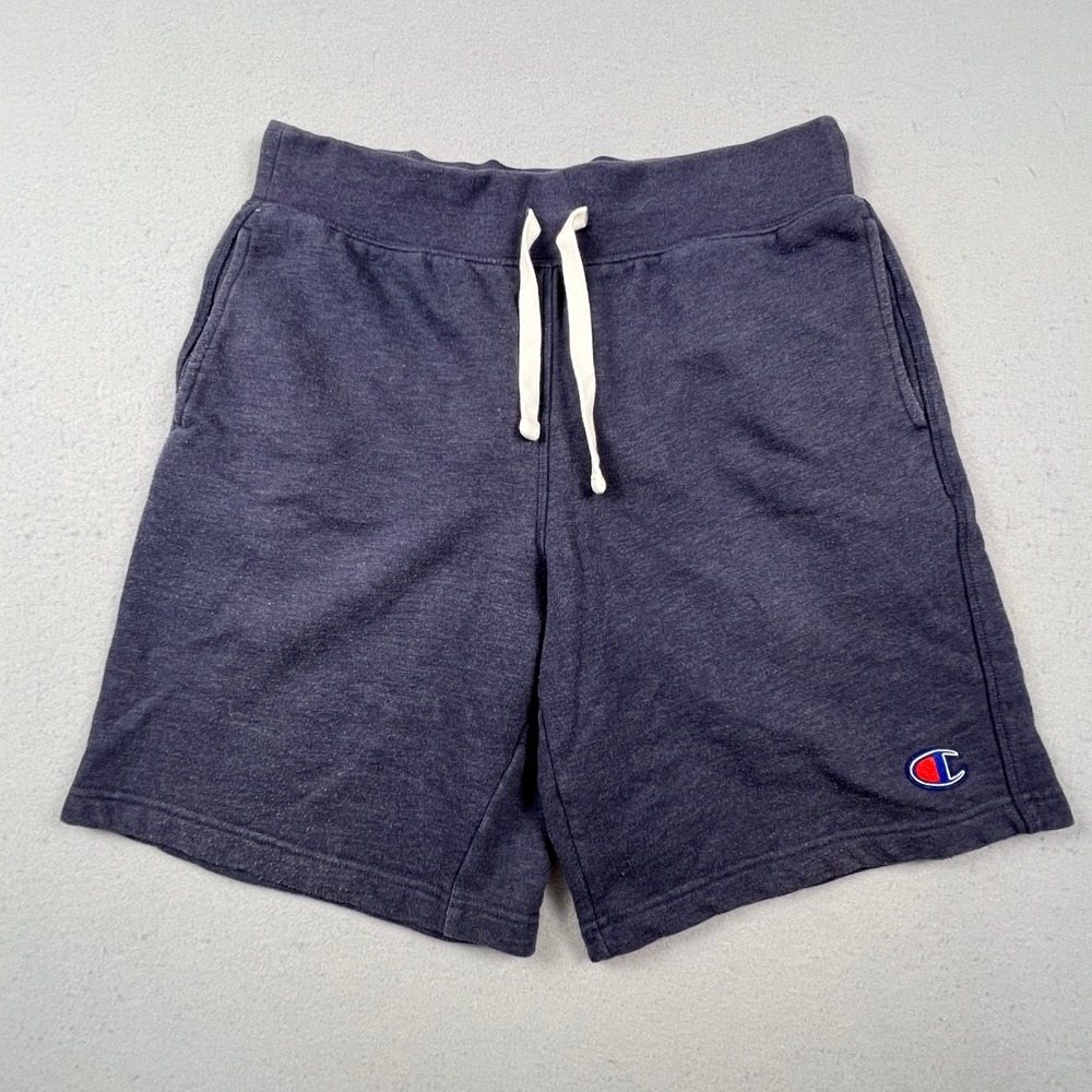 Champion Sweat Shorts Men M Navy Blue Heather Drawstring Athletic Gym Loungewear